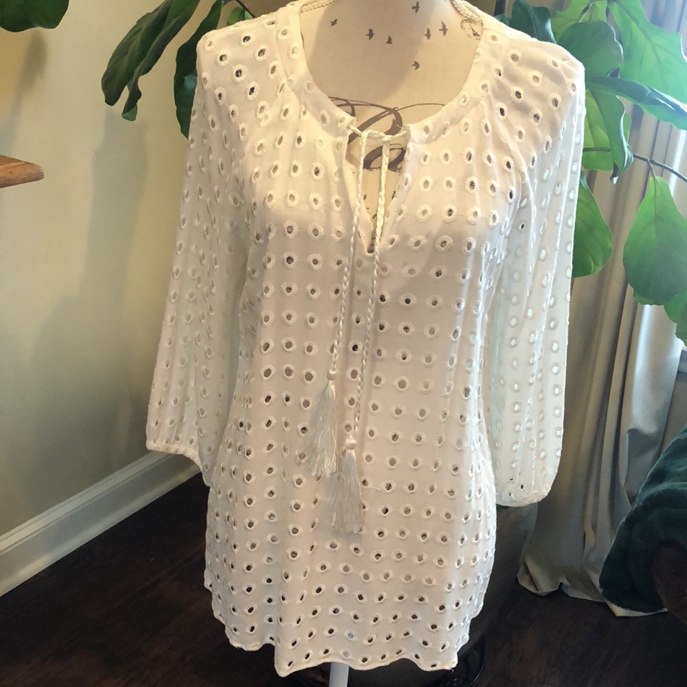 Lavender Brown Eyelet Top